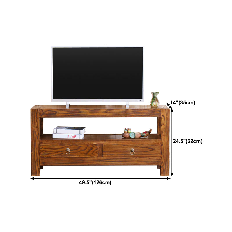 Contemporary Style TV Stand Elm Wood TV Cabinet with Drawers