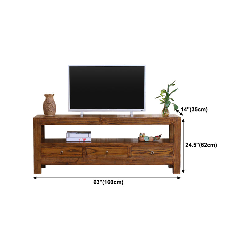 Contemporary Style TV Stand Elm Wood TV Cabinet with Drawers