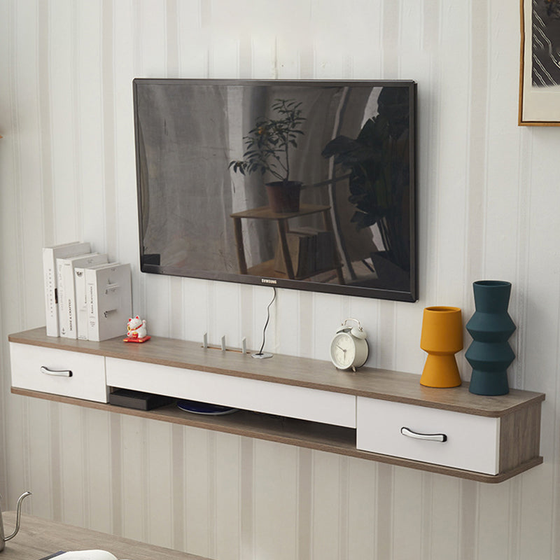 Contemporary Style Wood TV Stand Floating Cable Management TV Console