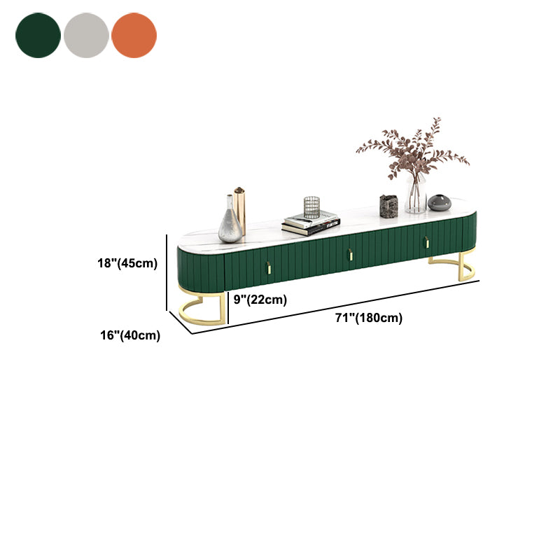 Grey / Green / Orange 18 - Inch TV Stand Console , Marble TV Stand for TVs with Drawers