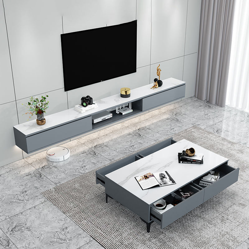 Contemporary Style TV Stand Wall-mounted Enclosed Storage TV Console