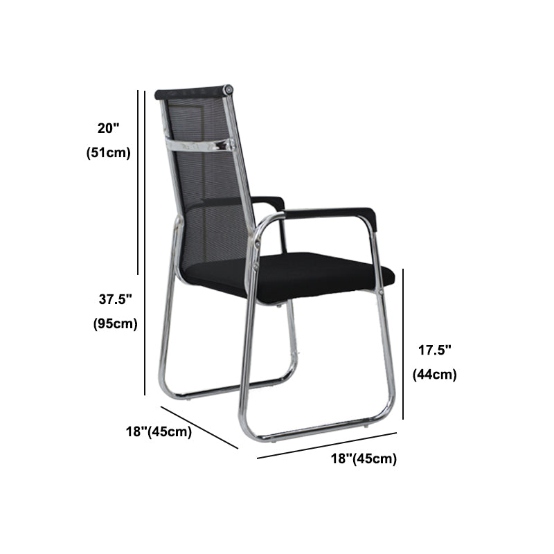 Contemporary Fixed Arms Desk Chair Ergonomic Mid-Back Desk Chair