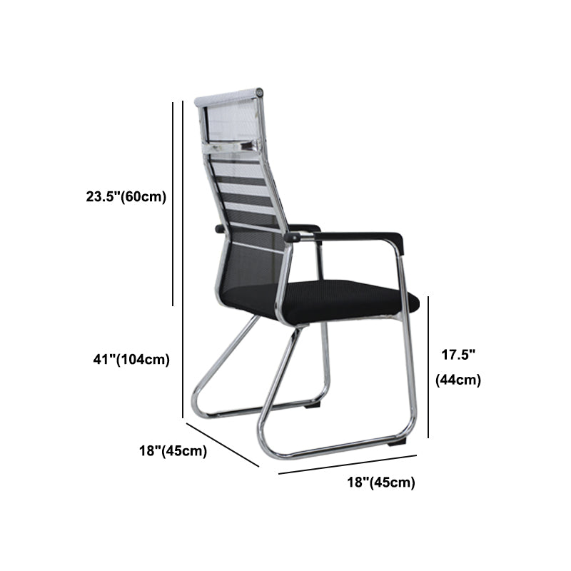 Contemporary Fixed Arms Desk Chair Ergonomic Mid-Back Desk Chair