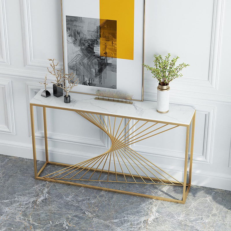 Glam Marble Rectangle Console Table Ironcraft Frame Accent Table