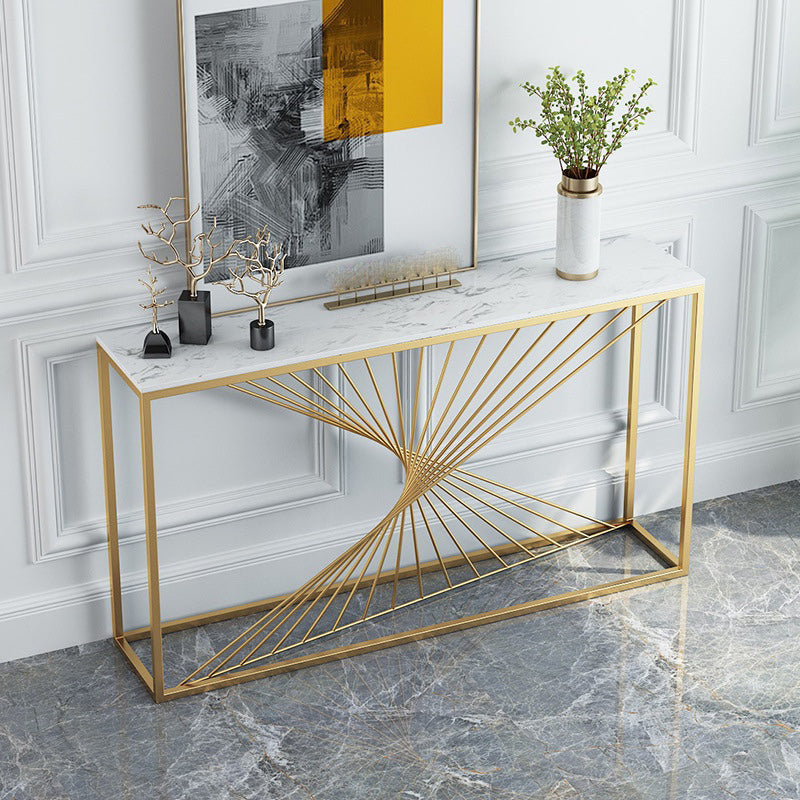 Glam Marble Rectangle Console Table Ironcraft Frame Accent Table