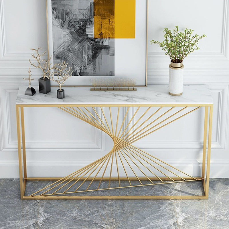 Glam Marble Rectangle Console Table Ironcraft Frame Accent Table