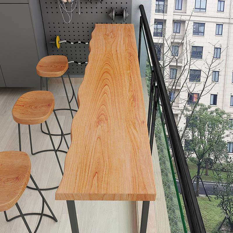 Pine Wood Bar Dining Table Modern Rectangle Bar Table with Sled Base for Balcony