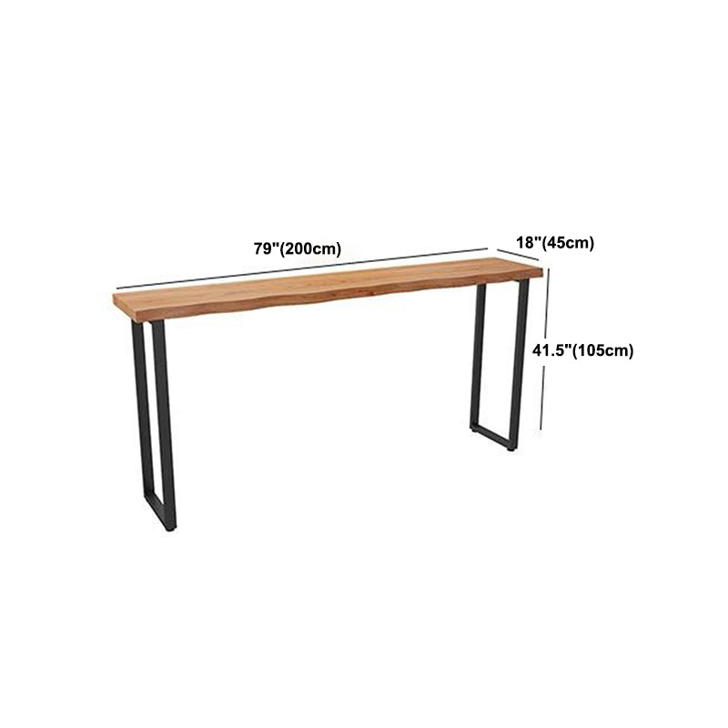 Pine Wood Bar Dining Table Modern Rectangle Bar Table with Sled Base for Balcony