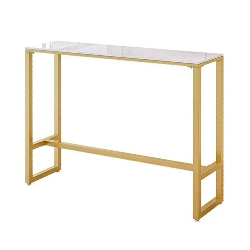 Contemporary Bistro Table Stone Top Rectangle Indoor Cocktail Bar Table in White