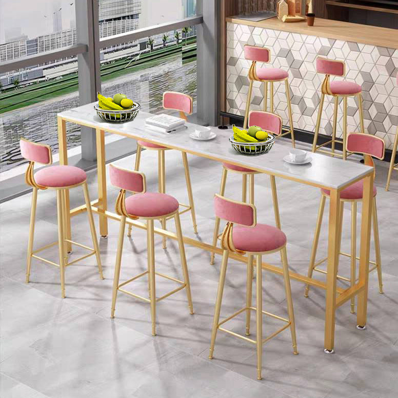 Contemporary Bistro Table Stone Top Rectangle Indoor Cocktail Bar Table in White