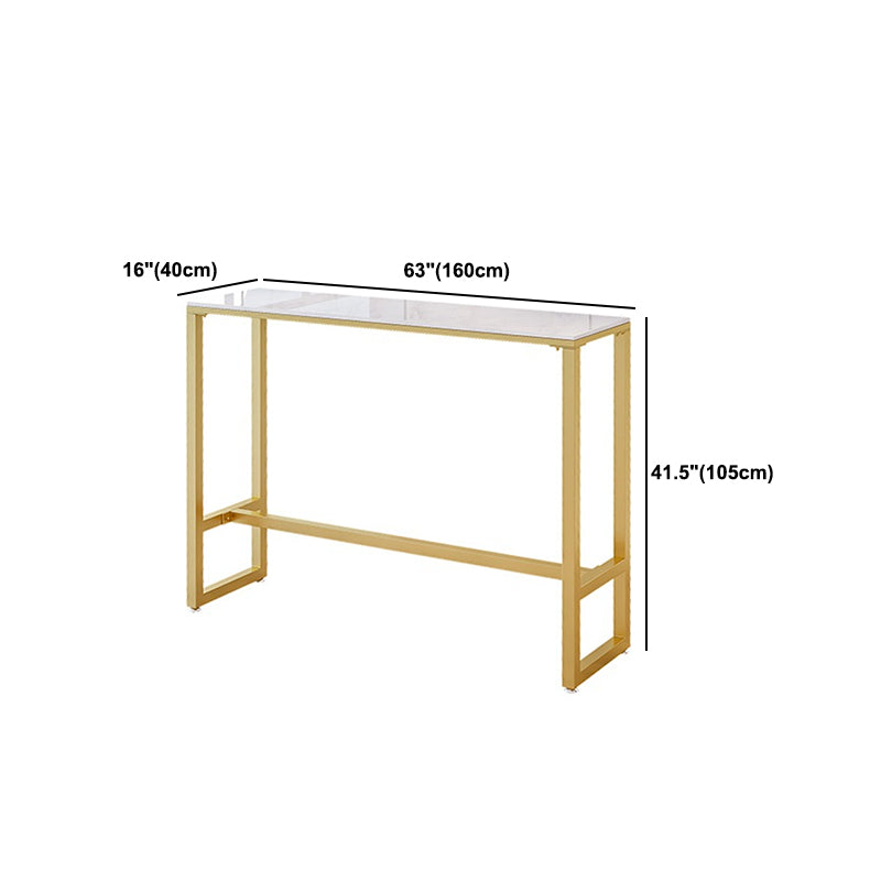 Contemporary Bistro Table Stone Top Rectangle Indoor Cocktail Bar Table in White