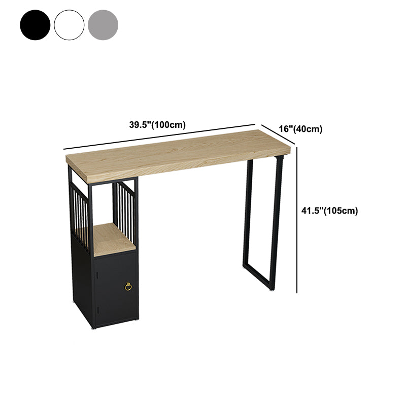 Pine Wood Bar Dining Table Modern Rectangle Bar Table with Double Pedestal for Kitchen