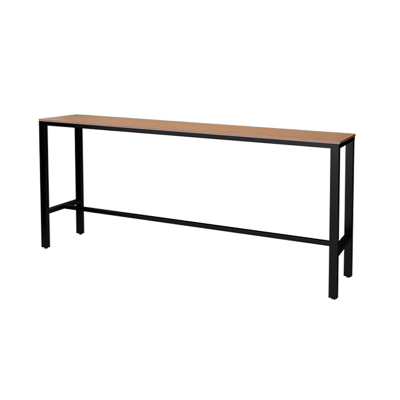 Wood Bar Dining Table Modern Rectangle Bar Table with Trestle Pedestal for Cafe Balcony