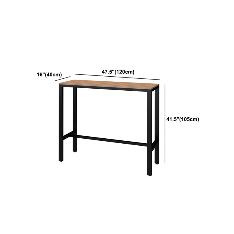 Wood Bar Dining Table Modern Rectangle Bar Table with Trestle Pedestal for Cafe Balcony