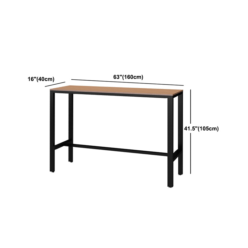 Wood Bar Dining Table Modern Rectangle Bar Table with Trestle Pedestal for Cafe Balcony