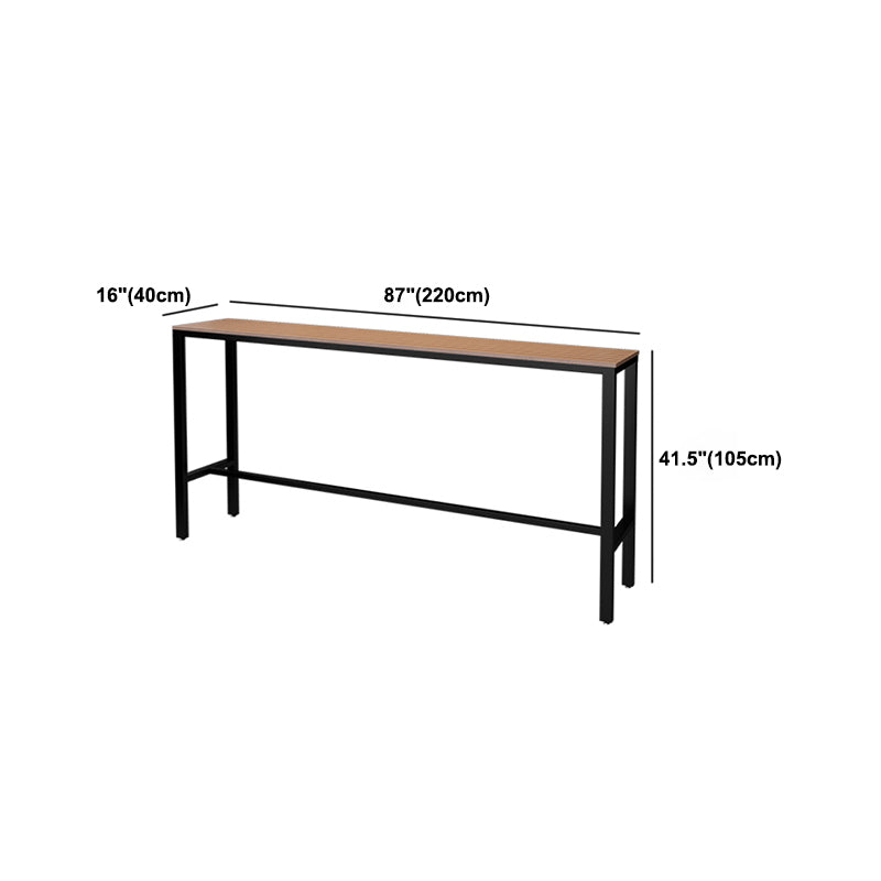 Wood Bar Dining Table Modern Rectangle Bar Table with Trestle Pedestal for Cafe Balcony