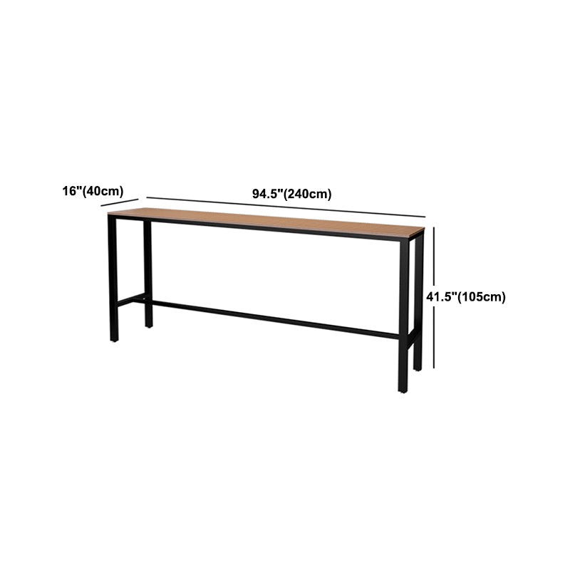 Wood Bar Dining Table Modern Rectangle Bar Table with Trestle Pedestal for Cafe Balcony