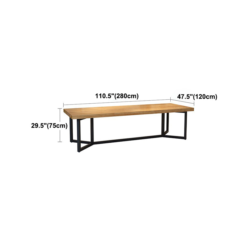 Rectangle Dining Table Industrial Iron Base Dining Table with Black Frame