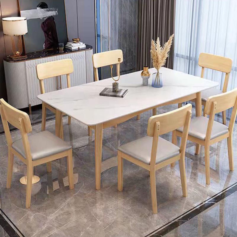 Contemporary Wood Dining Chair Open Back Dining Side Furniture in Matte Finish for Home