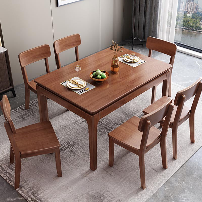 Contemporary Wood Dining Chair Open Back Dining Side Furniture in Matte Finish for Home