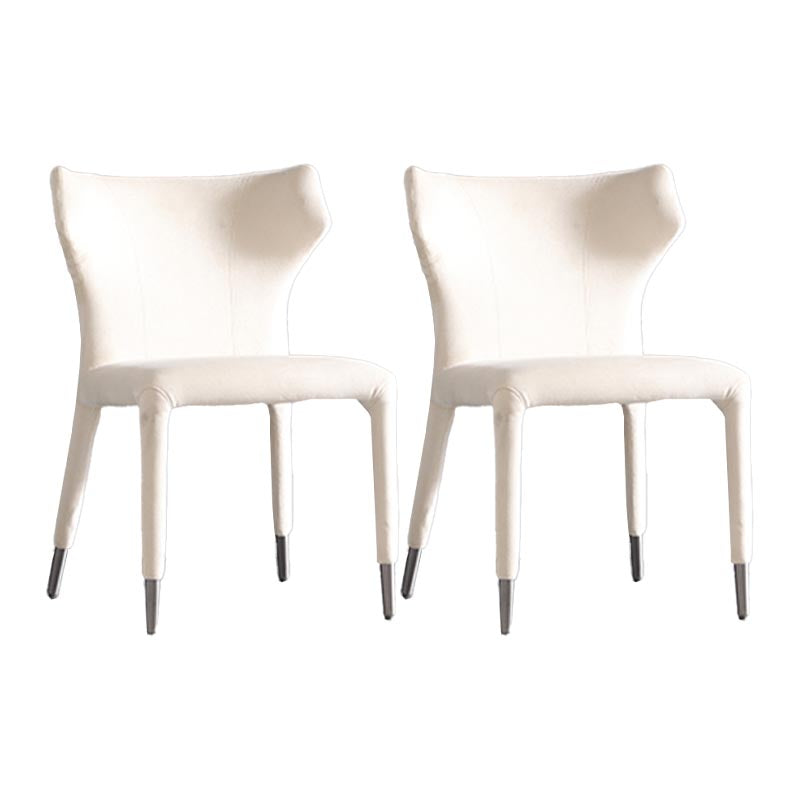 Glam Linen Dining Chair Wingback Side Chair with Steel Legs in Matte Finish