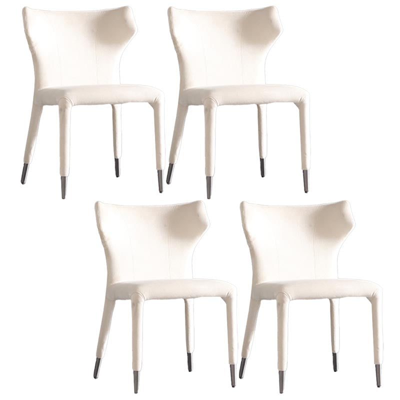 Glam Linen Dining Chair Wingback Side Chair with Steel Legs in Matte Finish