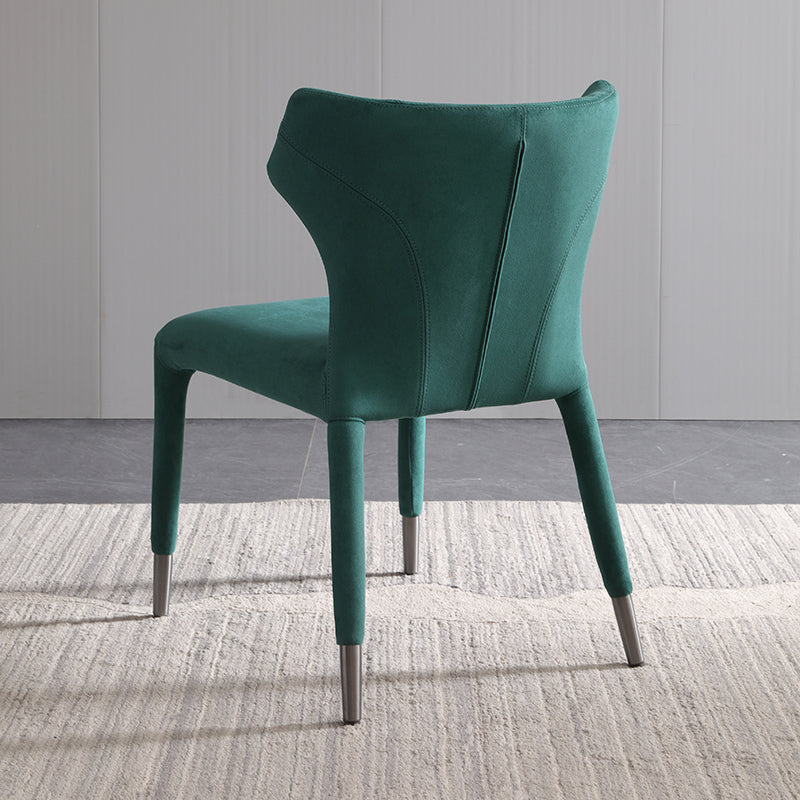 Glam Linen Dining Chair Wingback Side Chair with Steel Legs in Matte Finish