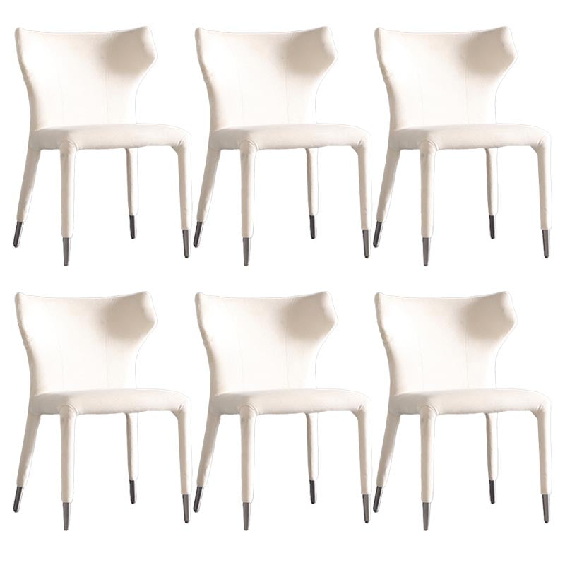 Glam Linen Dining Chair Wingback Side Chair with Steel Legs in Matte Finish