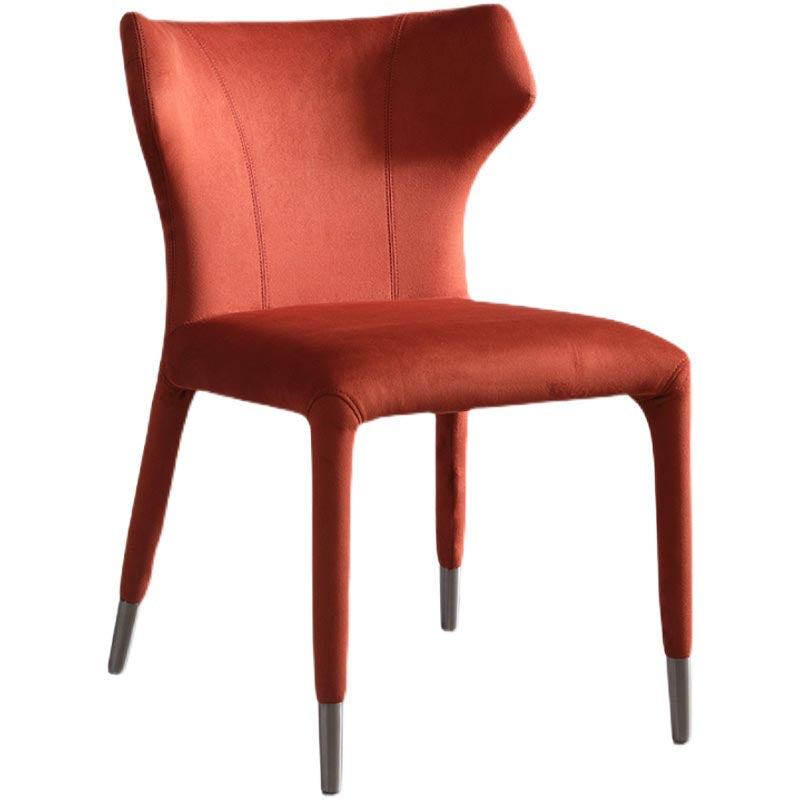 Glam Linen Dining Chair Wingback Side Chair with Steel Legs in Matte Finish