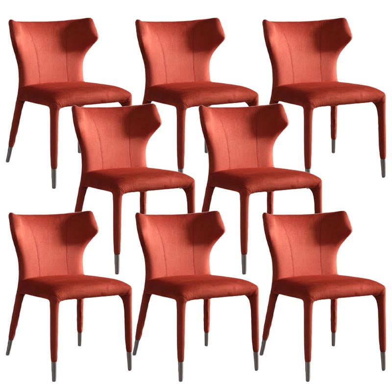 Glam Linen Dining Chair Wingback Side Chair with Steel Legs in Matte Finish