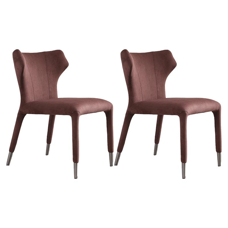 Glam Linen Dining Chair Wingback Side Chair with Steel Legs in Matte Finish