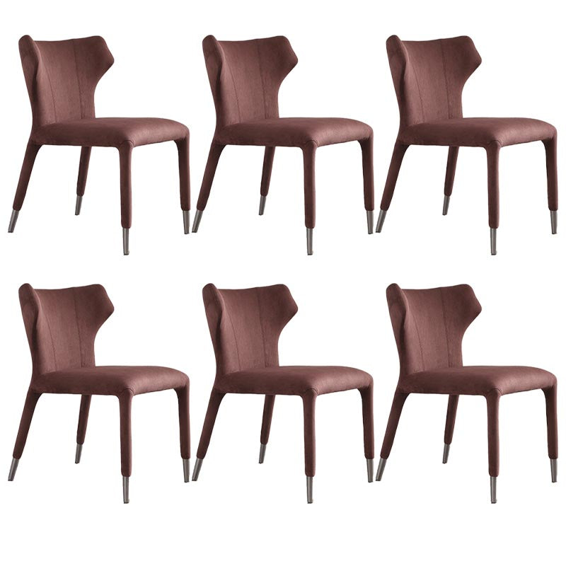 Glam Linen Dining Chair Wingback Side Chair with Steel Legs in Matte Finish