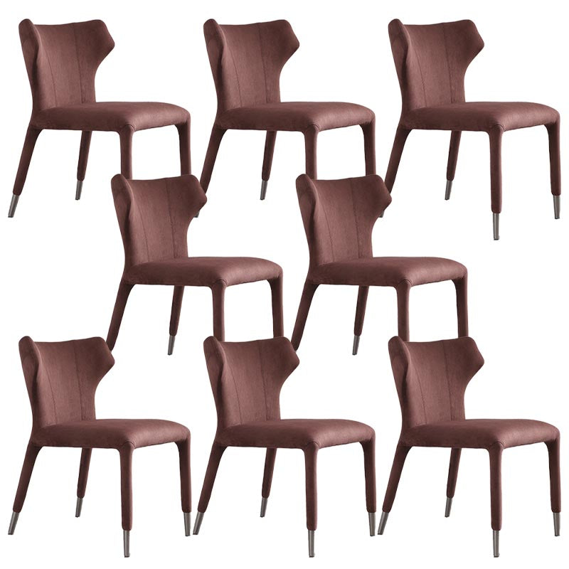 Glam Linen Dining Chair Wingback Side Chair with Steel Legs in Matte Finish