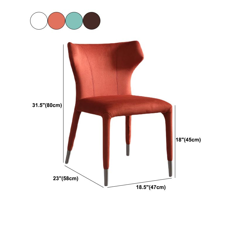 Glam Linen Dining Chair Wingback Side Chair with Steel Legs in Matte Finish