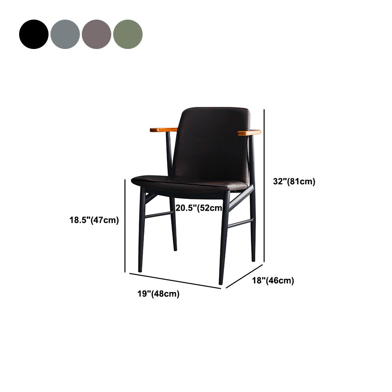 PU Leather Dining Arm Chair Industrial Upholstered Arm Chair