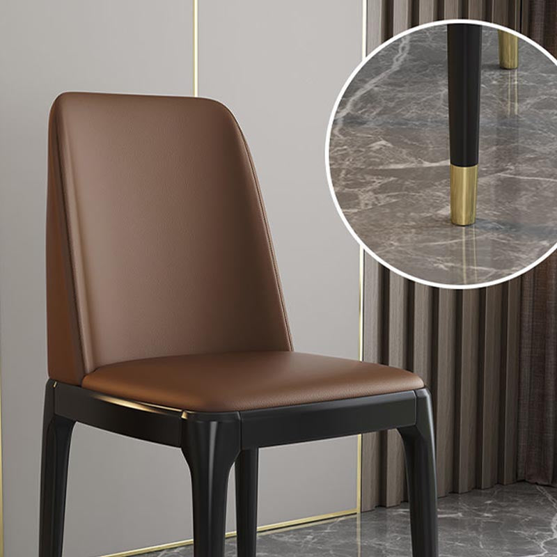 Glam Leather Dining Chair Parsons Chair in Matte Finish for Home