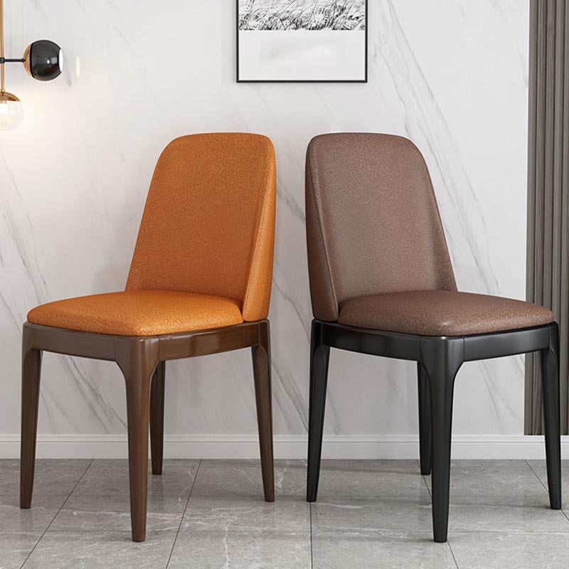 Glam Leather Dining Chair Parsons Chair in Matte Finish for Home