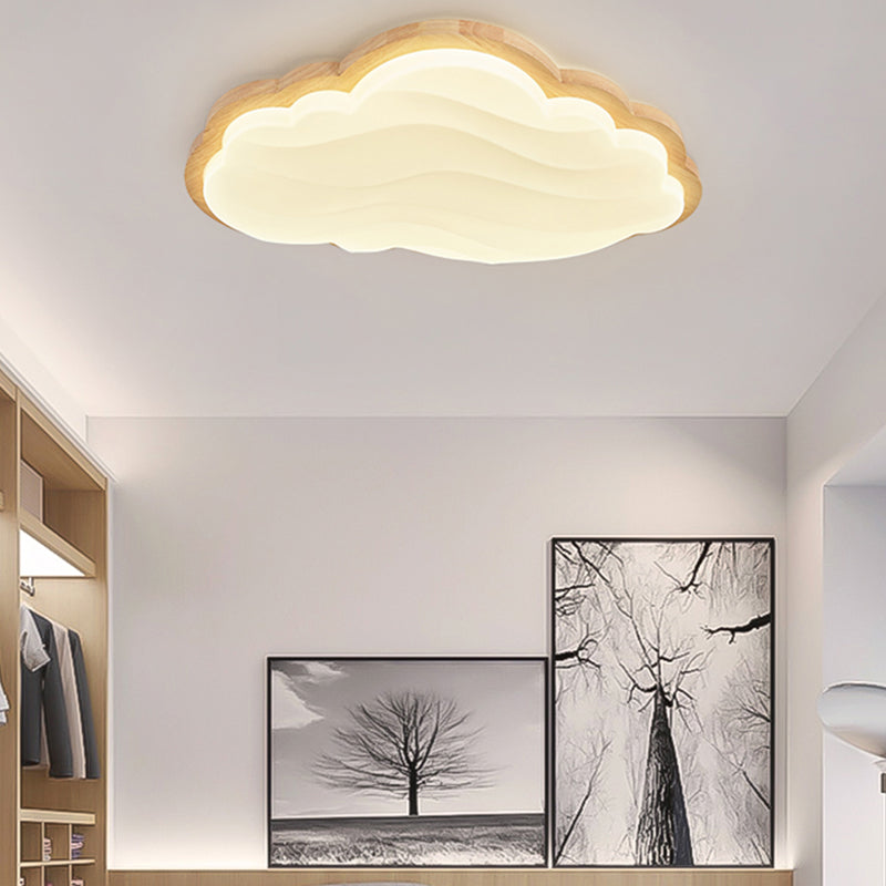 Modern Style Cloud Flush Light Wood Ceiling Mounted Light for Bedroom