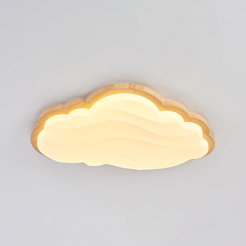 Modern Style Cloud Flush Light Wood Ceiling Mounted Light for Bedroom