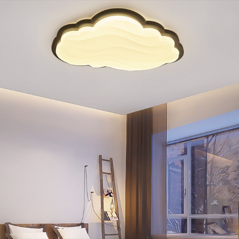 Modern Style Cloud Flush Light Wood Ceiling Mounted Light for Bedroom