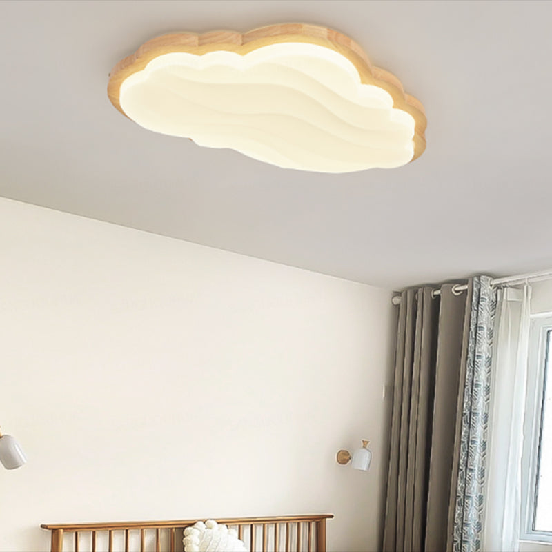 Modern Style Cloud Flush Light Wood Ceiling Mounted Light for Bedroom