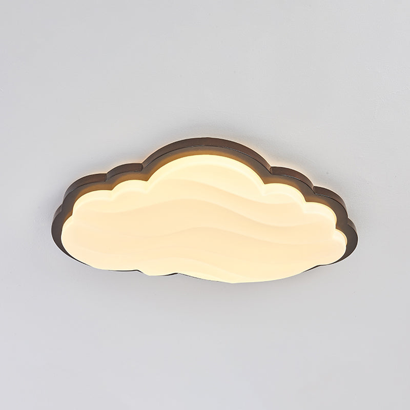 Modern Style Cloud Flush Light Wood Ceiling Mounted Light for Bedroom