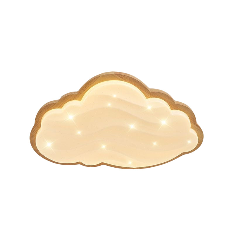 Modern Style Cloud Flush Light Wood Ceiling Mounted Light for Bedroom