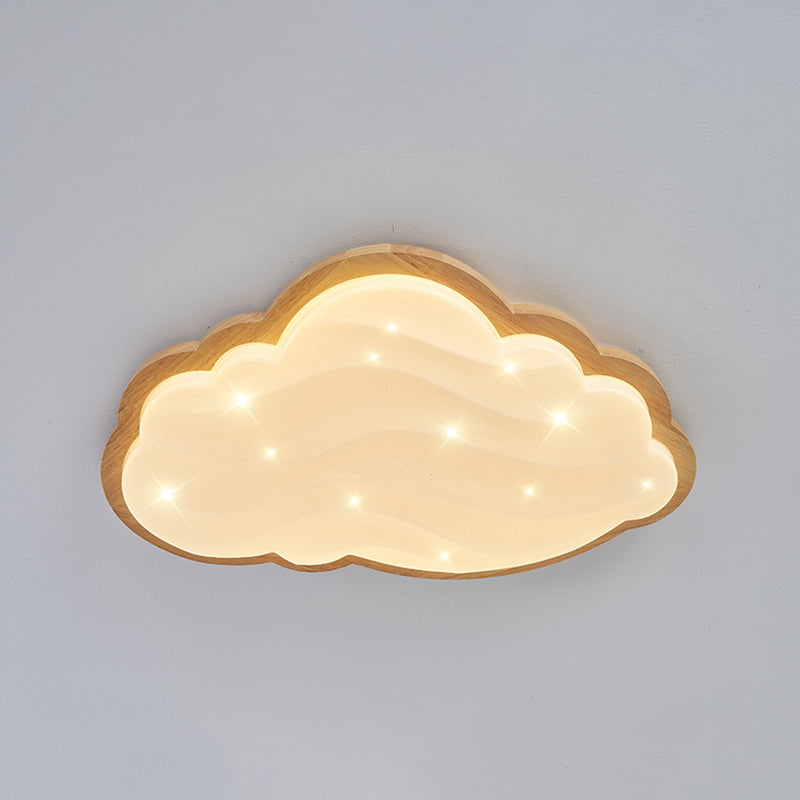 Modern Style Cloud Flush Light Wood Ceiling Mounted Light for Bedroom