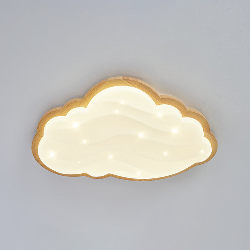 Modern Style Cloud Flush Light Wood Ceiling Mounted Light for Bedroom