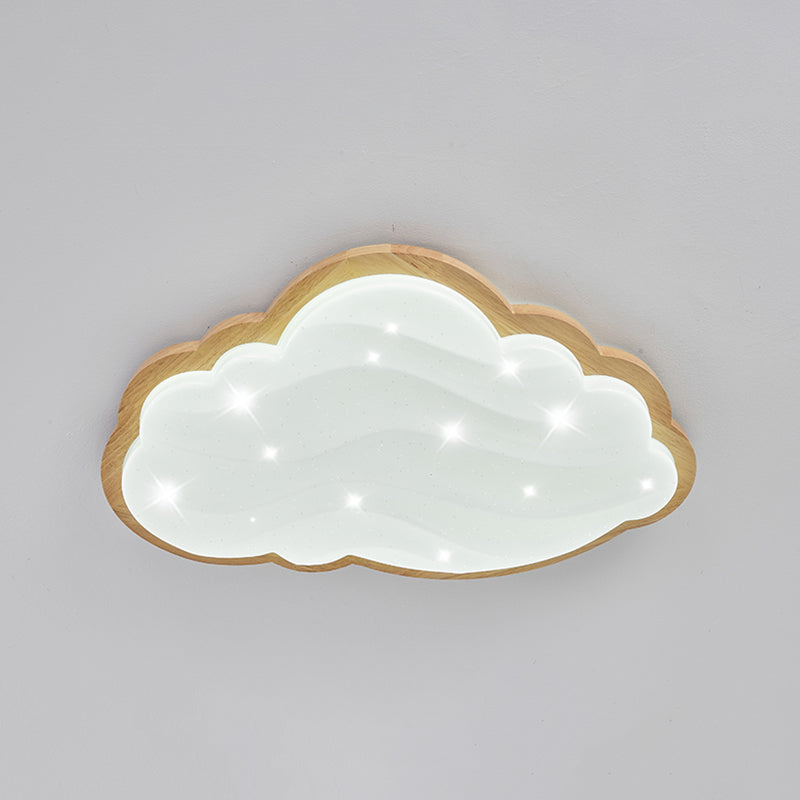 Modern Style Cloud Flush Light Wood Ceiling Mounted Light for Bedroom