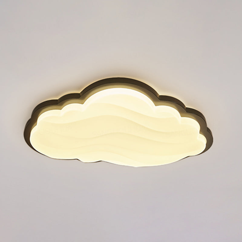 Modern Style Cloud Flush Light Wood Ceiling Mounted Light for Bedroom