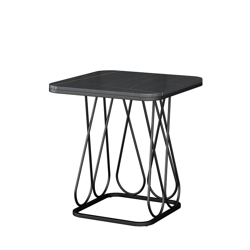 Frame Base Square in Shape with Rock Plate Mesa and Iron Art Side Table