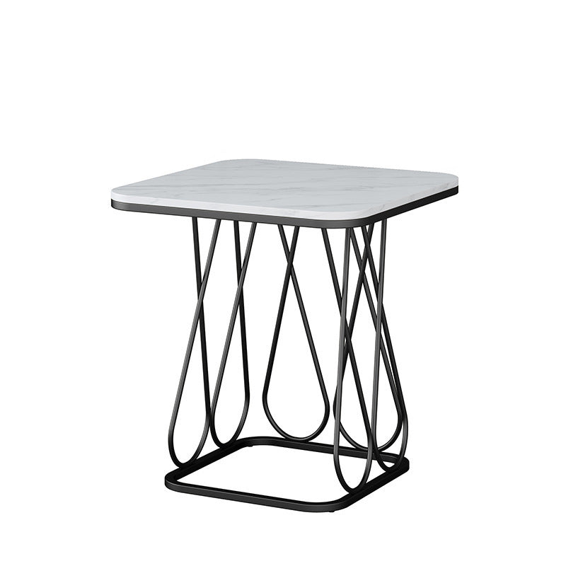 Frame Base Square in Shape with Rock Plate Mesa and Iron Art Side Table