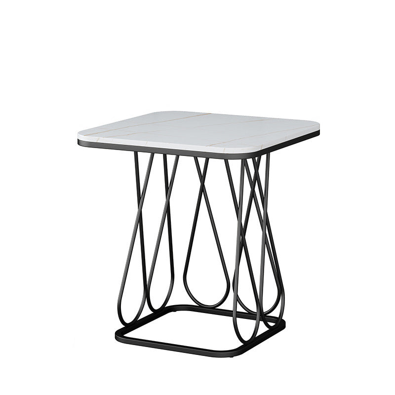 Frame Base Square in Shape with Rock Plate Mesa and Iron Art Side Table